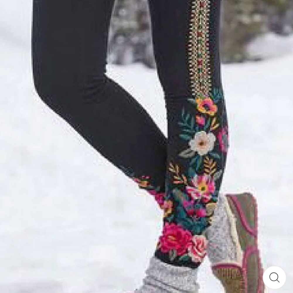 New JWLA Johnny Was black floral embroidered leggings XS